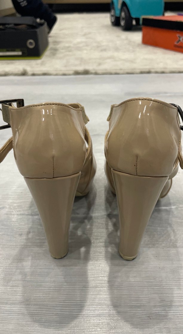 Bej Rugan Tokalı Stiletto Platform Kadın Ayakkabı - Görsel 4