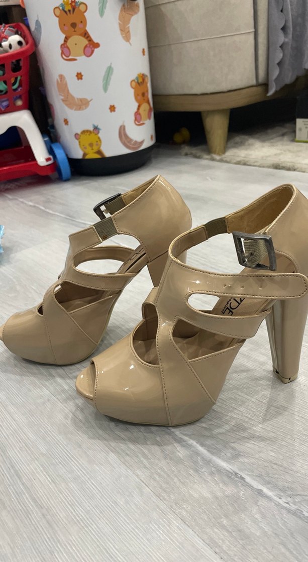 Bej Rugan Tokalı Stiletto Platform Kadın Ayakkabı - Görsel 3