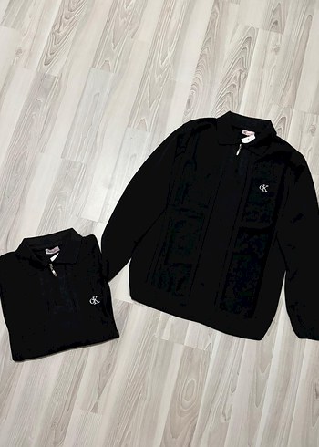 Siyah Yarım Fermuarlı Erkek Sweatshirt