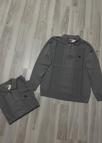 Gri Düğmeli Erkek Sweatshirt