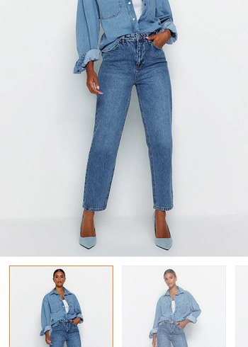 Kadın Mavi Regular Fit Denim Midi Jean