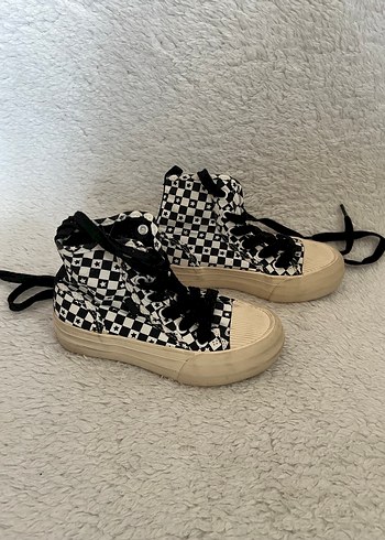 Kadın Kareli Platform Topuklu Spor Ayakkabı - Görsel 3