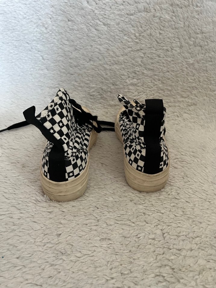 Kadın Kareli Platform Topuklu Spor Ayakkabı - Görsel 4