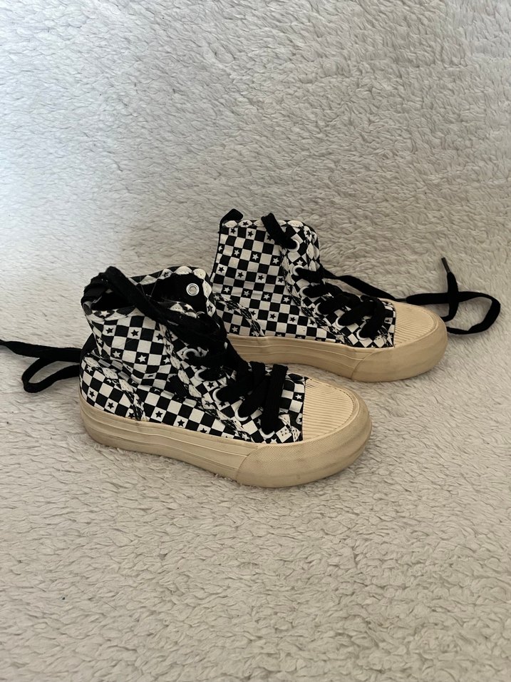 Kadın Kareli Platform Topuklu Spor Ayakkabı - Görsel 3