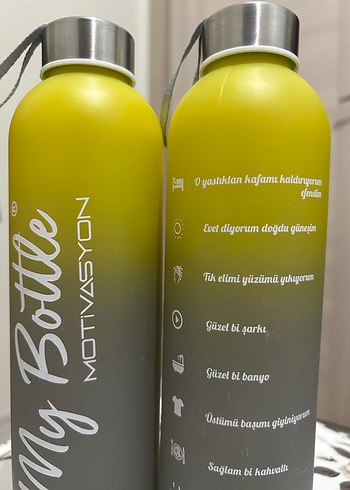 My Bottle Motivasyonlu Su Şişesi Gri-Khaki - Görsel 2