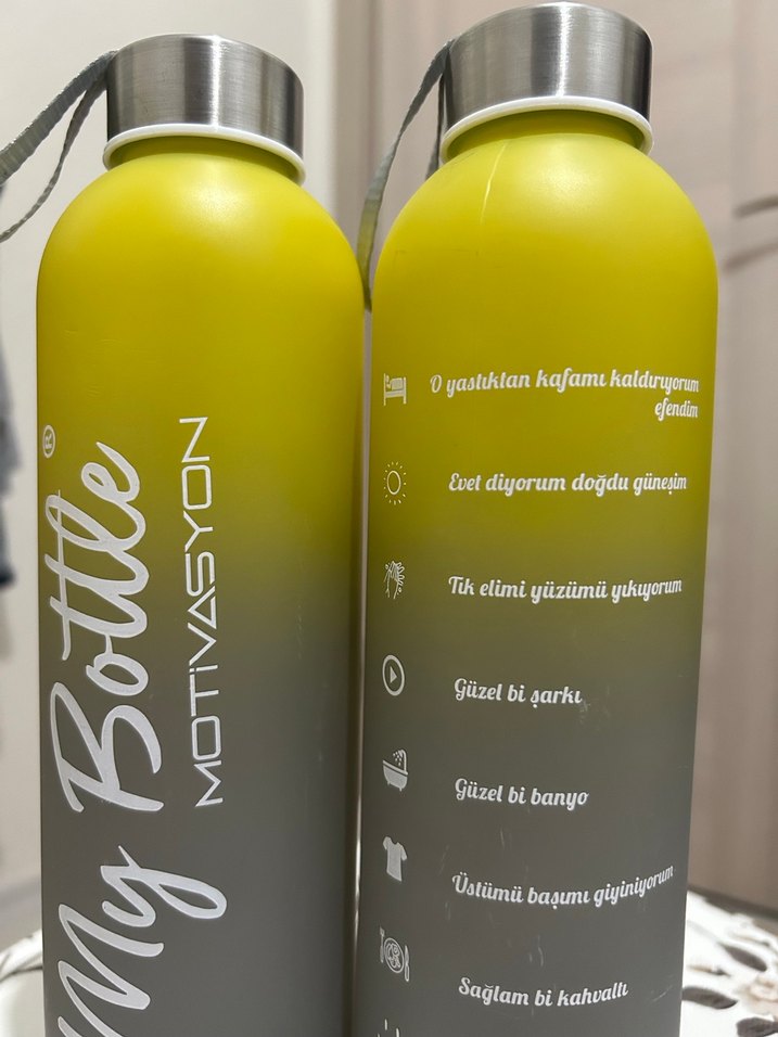 My Bottle Motivasyonlu Su Şişesi Gri-Khaki - Görsel 2