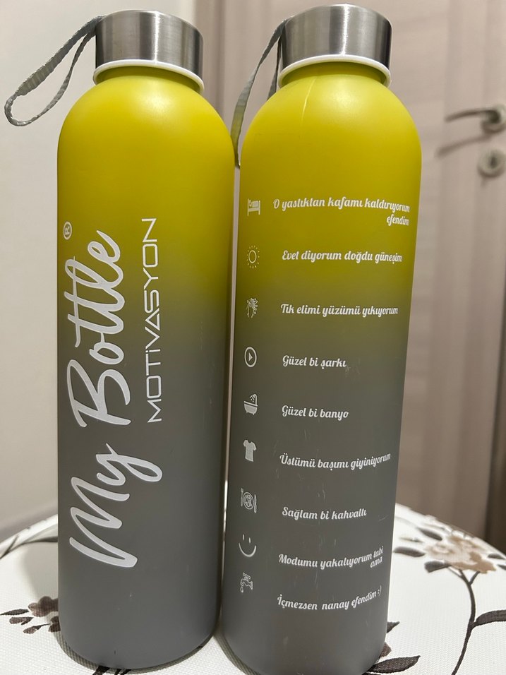 My Bottle Motivasyonlu Su Şişesi Gri-Khaki - Görsel 3