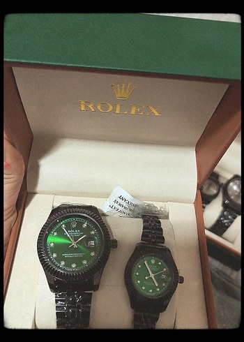 Klasik Yeşil Rolex çift Saatleri - Görsel 2