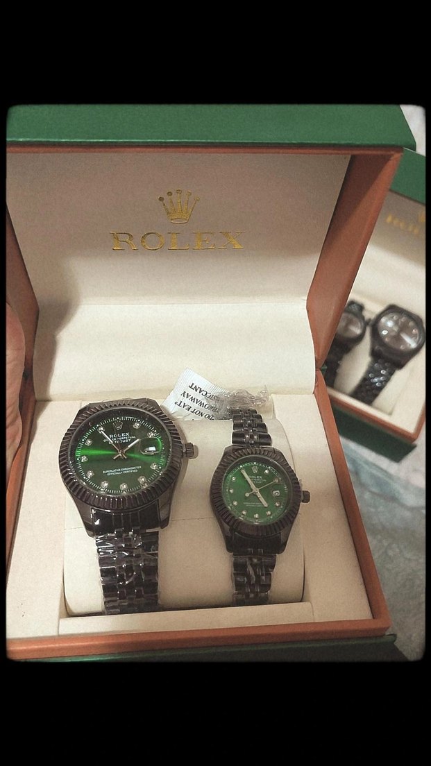 Klasik Yeşil Rolex çift Saatleri - Görsel 3