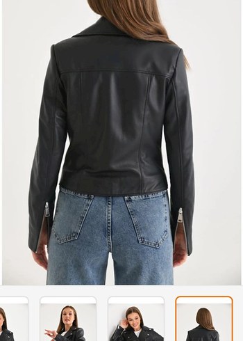 Weskam Kadın Siyah Deri Biker Ceket - Görsel 3