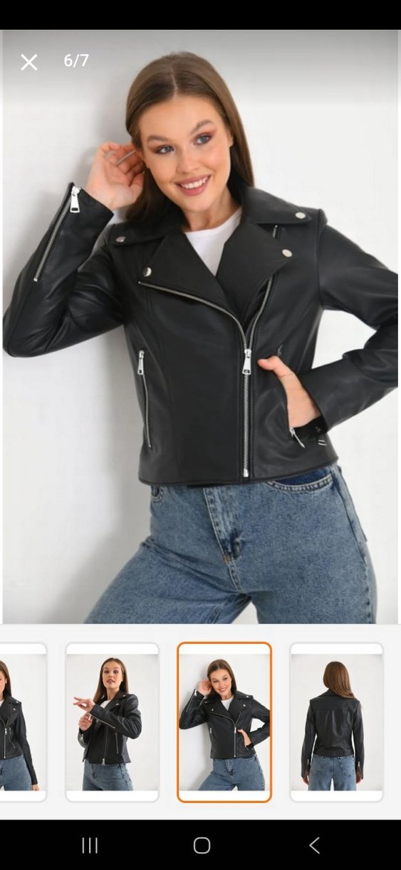 Weskam Kadın Siyah Deri Biker Ceket - Görsel 2