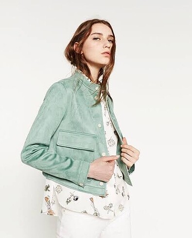 Zara Mint Yeşili Biker Ceket