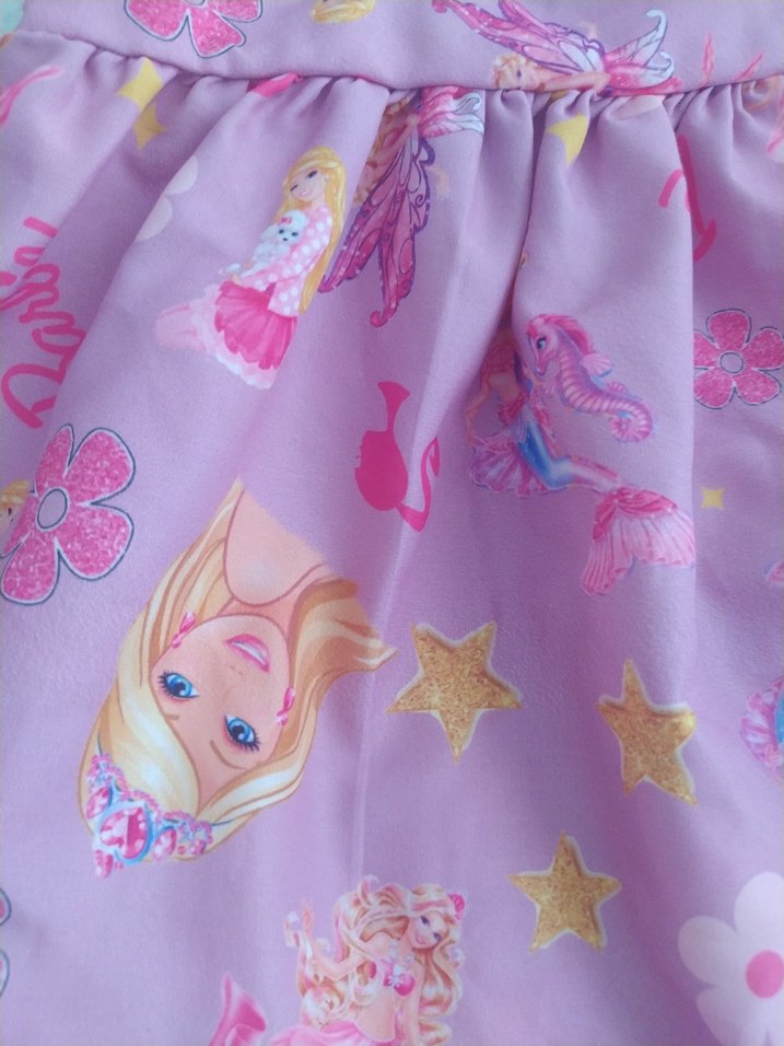 Çiçek ve Karakter Baskılı Kız Çocuk Elbisesi - Görsel 3