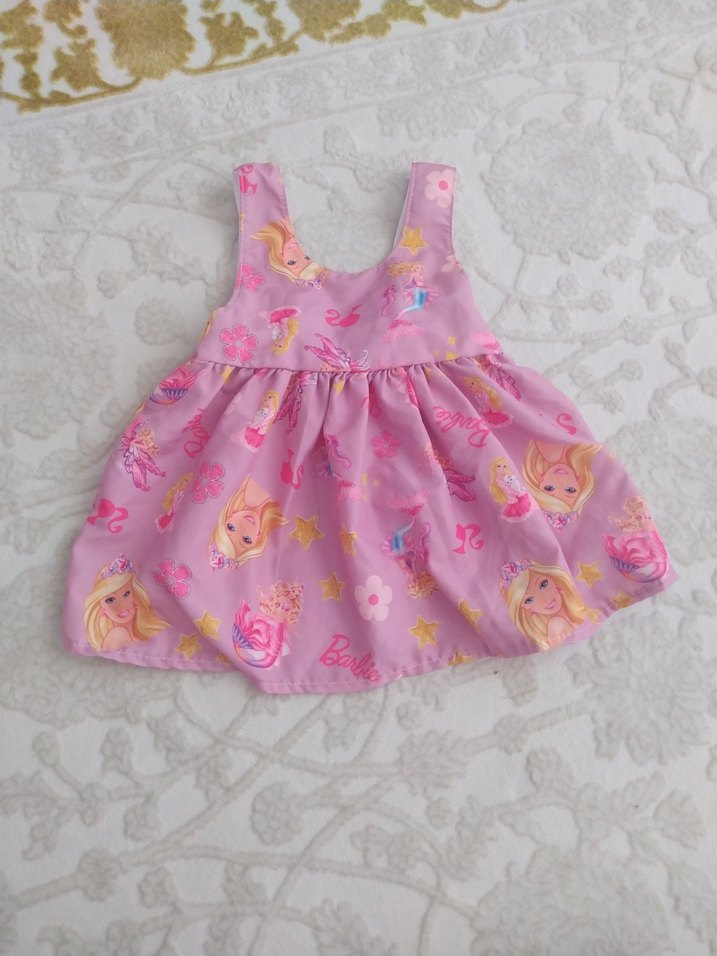Çiçek ve Karakter Baskılı Kız Çocuk Elbisesi - Görsel 2