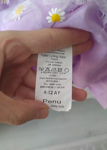 Kız Çocuk Mor Nakışlı Fırfırlı Elbise - Görsel 5