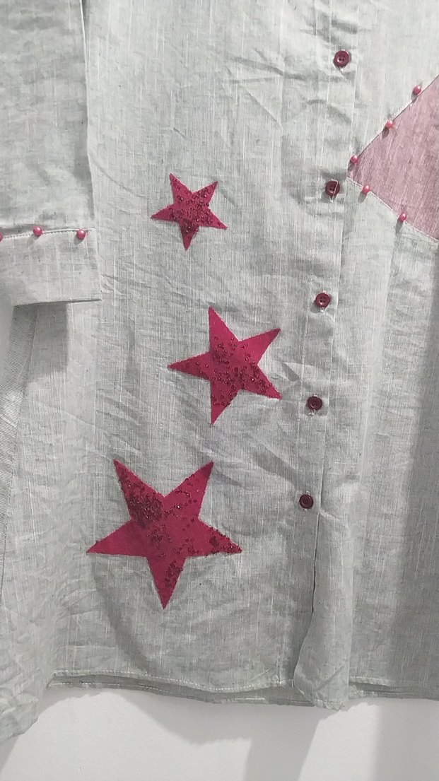 Gri Nakışlı Uzun Kollu Bohem Tunik - Görsel 2