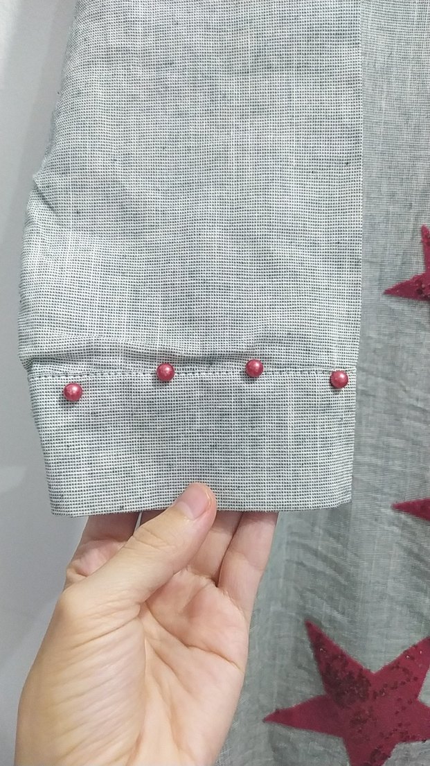 Gri Nakışlı Uzun Kollu Bohem Tunik - Görsel 3