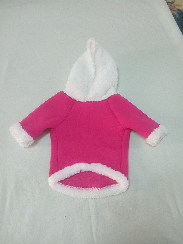 Kürk Detaylı Pembe Kapüşonlu Köpek Kıyafeti - Görsel 2
