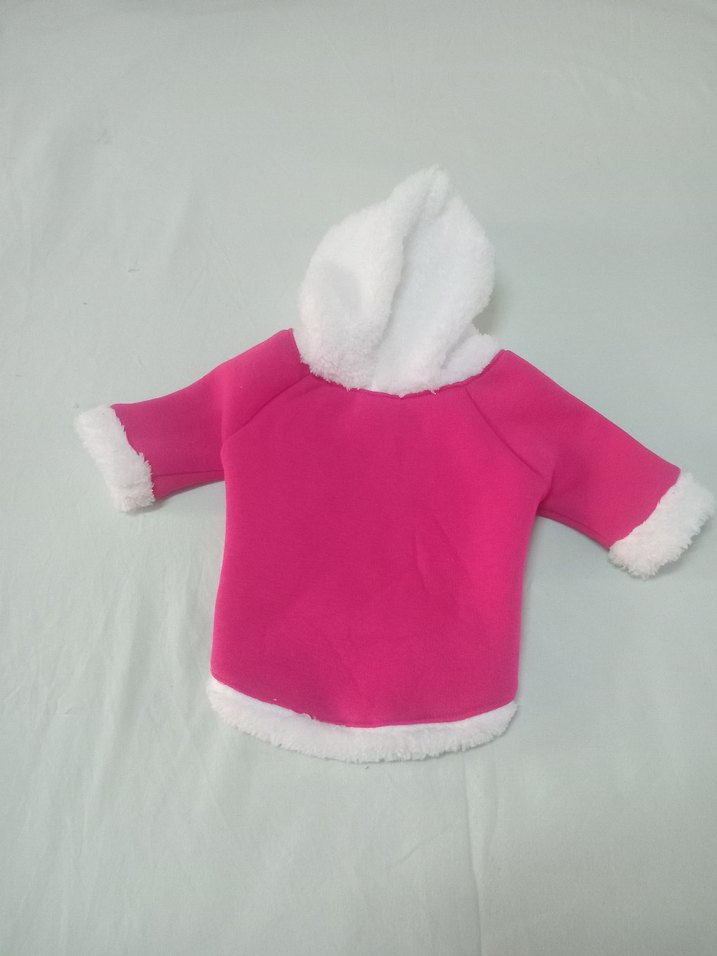 Kürk Detaylı Pembe Kapüşonlu Köpek Kıyafeti - Görsel 3
