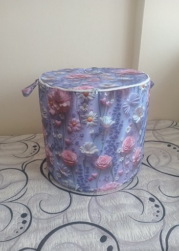 Pastel Mor Desenli Katlanabilir Kuru Yufka Saklama Sepeti - Görsel 3