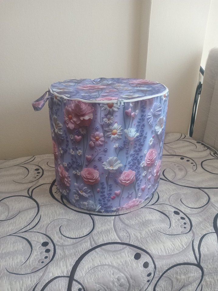 Pastel Mor Desenli Katlanabilir Kuru Yufka Saklama Sepeti - Görsel 4