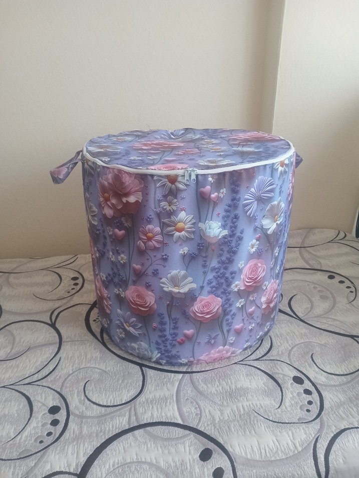 Pastel Mor Desenli Katlanabilir Kuru Yufka Saklama Sepeti - Görsel 3