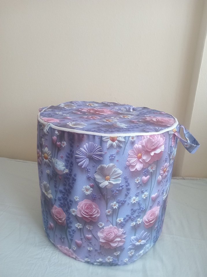 Pastel Mor Desenli Katlanabilir Kuru Yufka Saklama Sepeti - Görsel 2