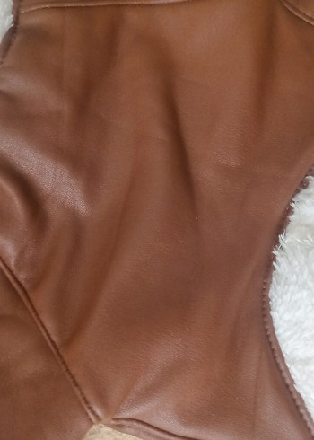 Kahverengi Kürklü Suni Deri Sokak Tarzı Köpek Kıyafeti - Görsel 3