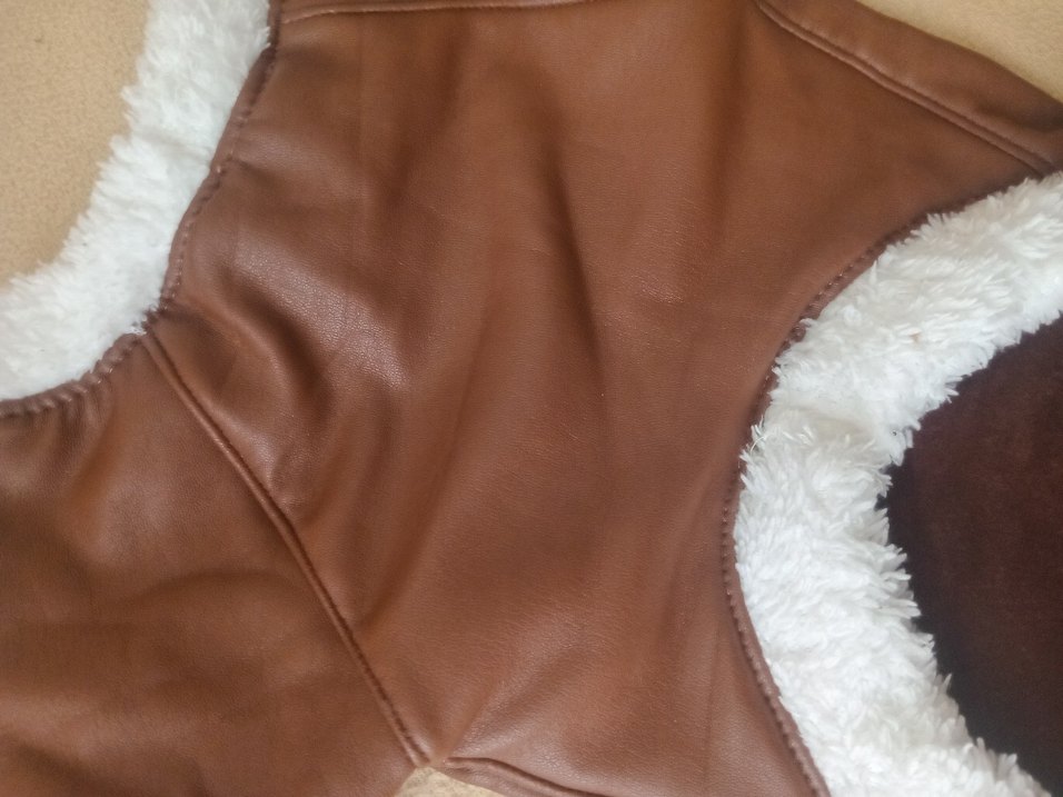 Kahverengi Kürklü Suni Deri Sokak Tarzı Köpek Kıyafeti - Görsel 3