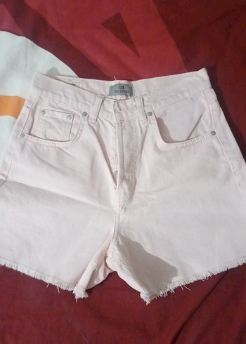 Pembe Loose Fit Mini Denim Şort