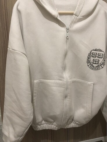 l Beden beyaz Renk Fermuarlı sweatshirt