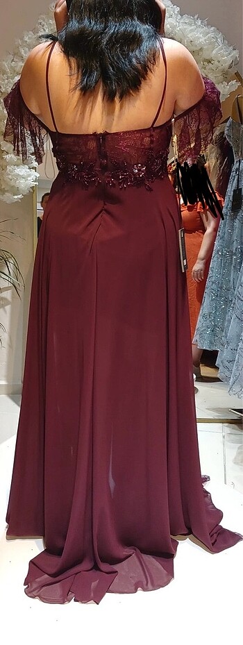 xl Beden abiye bordo elbise