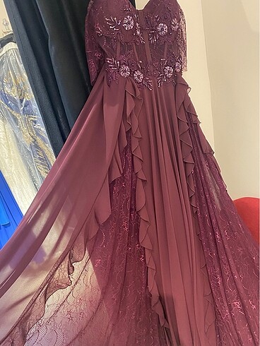 xl Beden bordo Renk abiye bordo elbise
