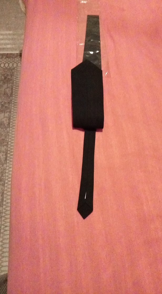 Düz Siyah Erkek Kravat - Görsel 3