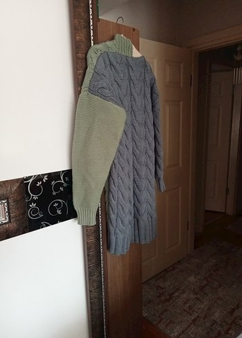 Bohem Tarz Uzun Gri Örgü Hırka - Görsel 4