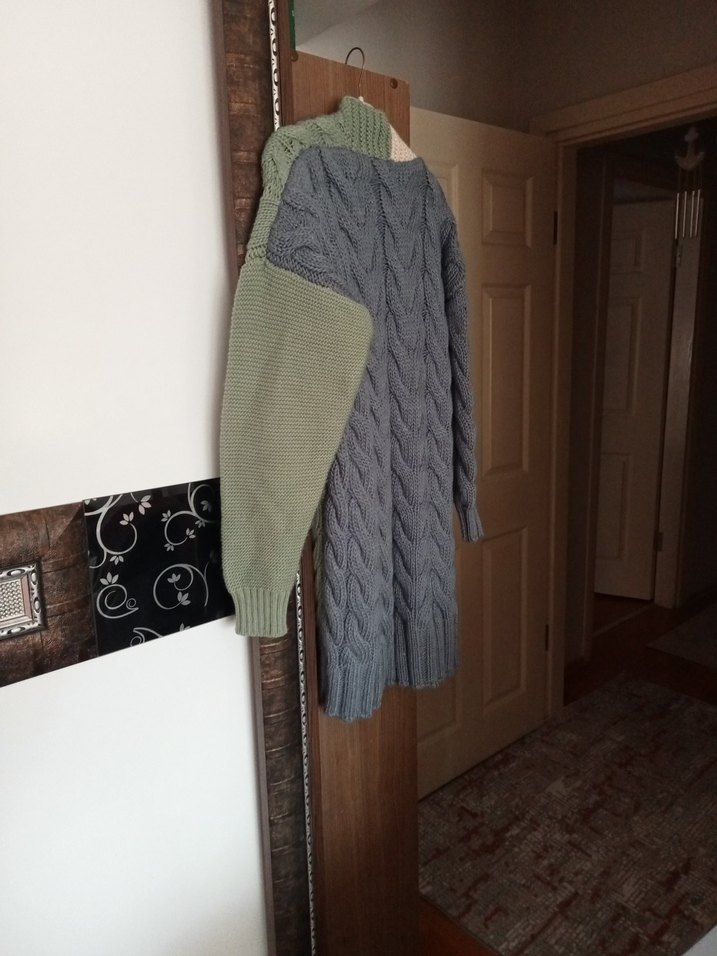 Bohem Tarz Uzun Gri Örgü Hırka - Görsel 4