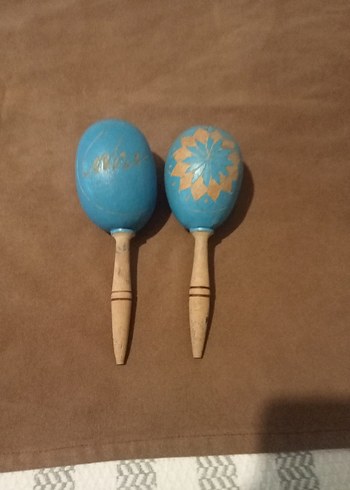 Turkuaz Ahşap Marakas Müzik Oyuncağı - Görsel 3