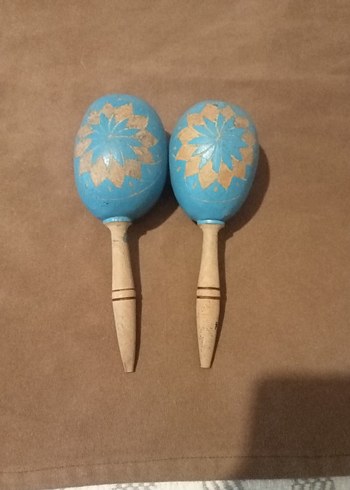 Turkuaz Ahşap Marakas Müzik Oyuncağı - Görsel 2