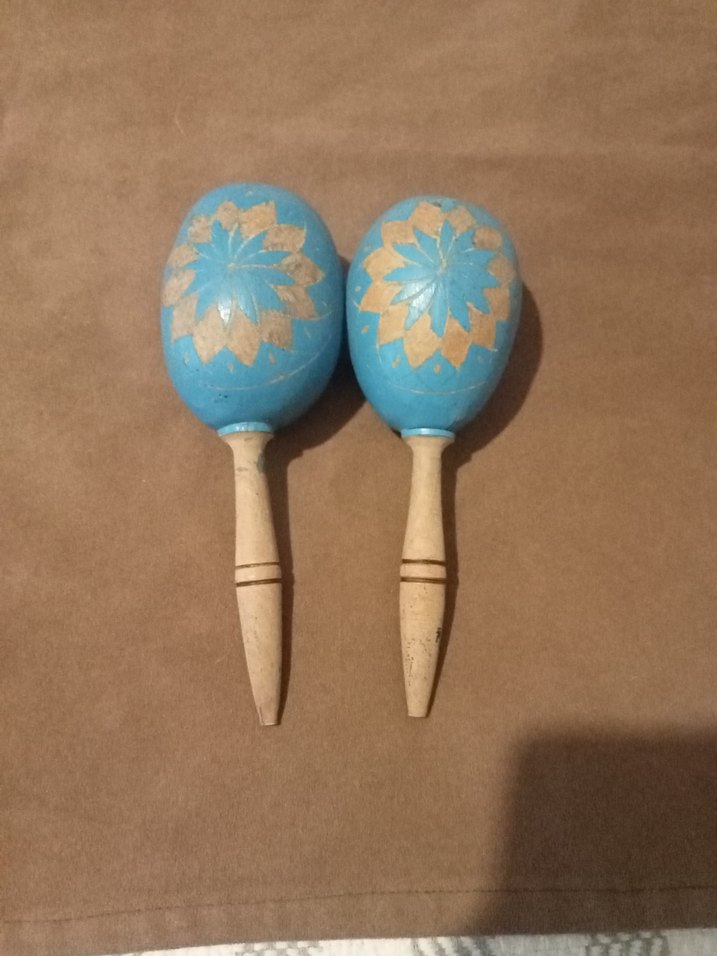 Turkuaz Ahşap Marakas Müzik Oyuncağı - Görsel 2