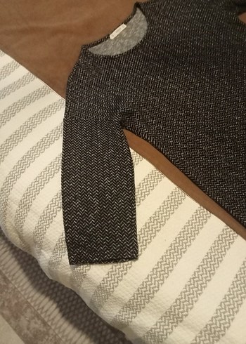 Gri Uzun Kollu kalın penye Midi Elbise - Görsel 3