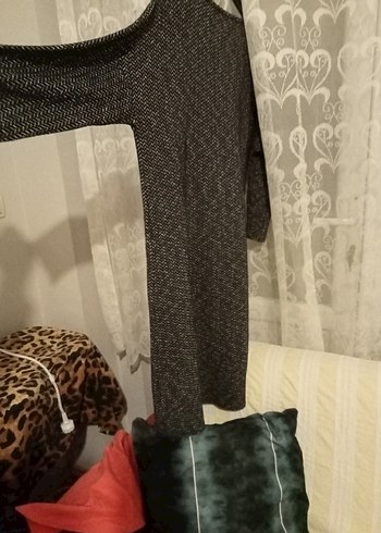 Gri Uzun Kollu kalın penye Midi Elbise - Görsel 7