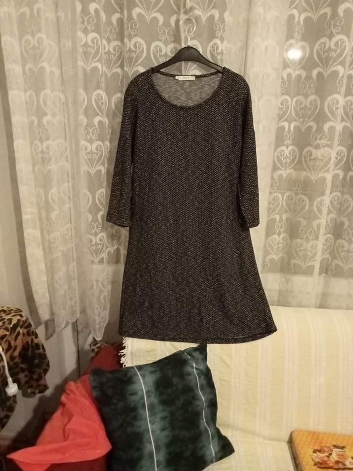 Gri Uzun Kollu kalın penye Midi Elbise - Görsel 4