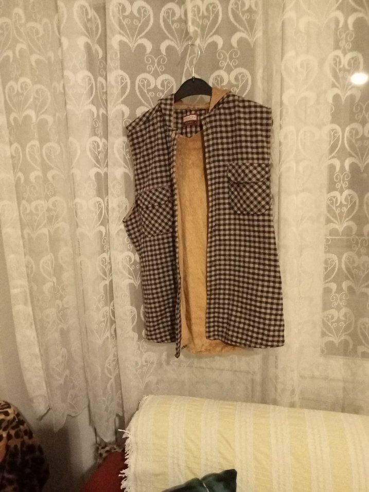 Düğmeli Kahverengi Oversize Midi Yelek - Görsel 2