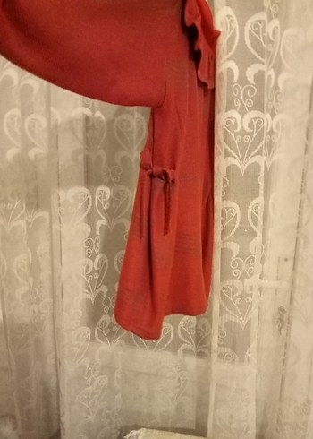 Kız Çocuk Keten Kırmızı Fırfırlı elbise kendi dikimim - Görsel 5