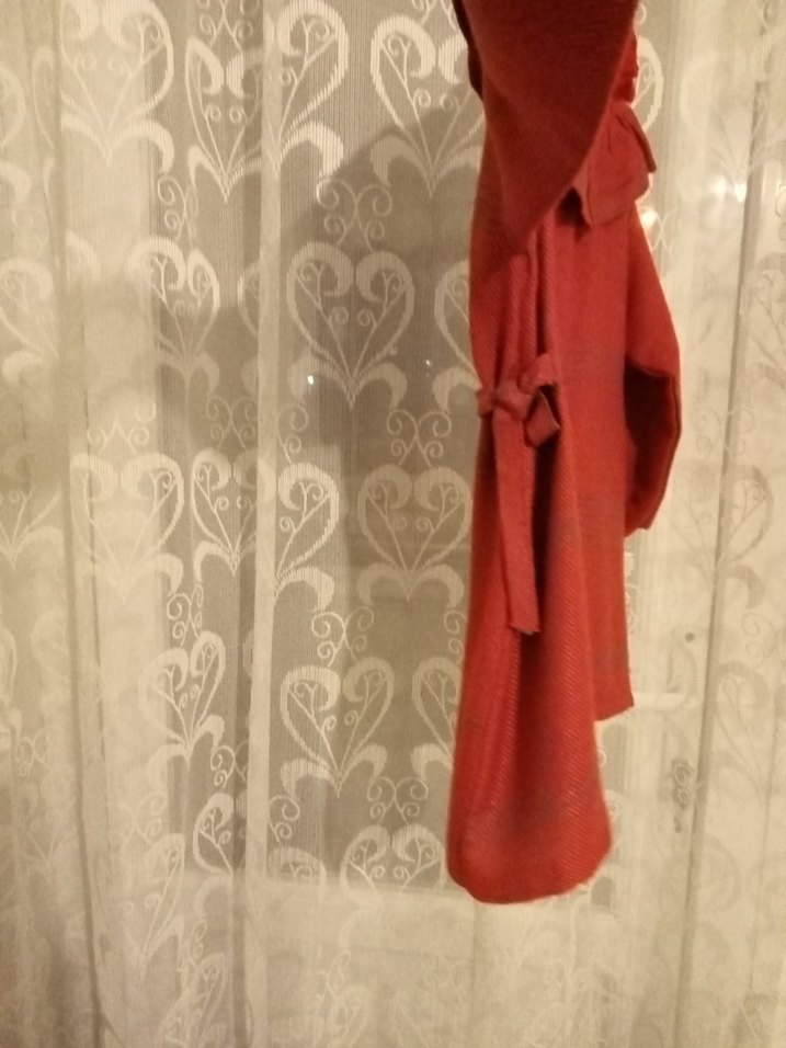 Kız Çocuk Keten Kırmızı Fırfırlı elbise kendi dikimim - Görsel 2