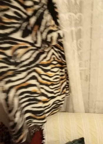 Kahverengi Zebra Desenli Kadın hırka - Görsel 4