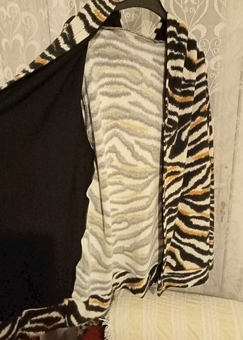 Kahverengi Zebra Desenli Kadın hırka - Görsel 6