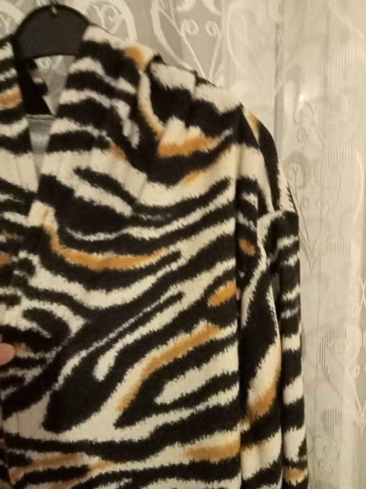 Kahverengi Zebra Desenli Kadın hırka - Görsel 3