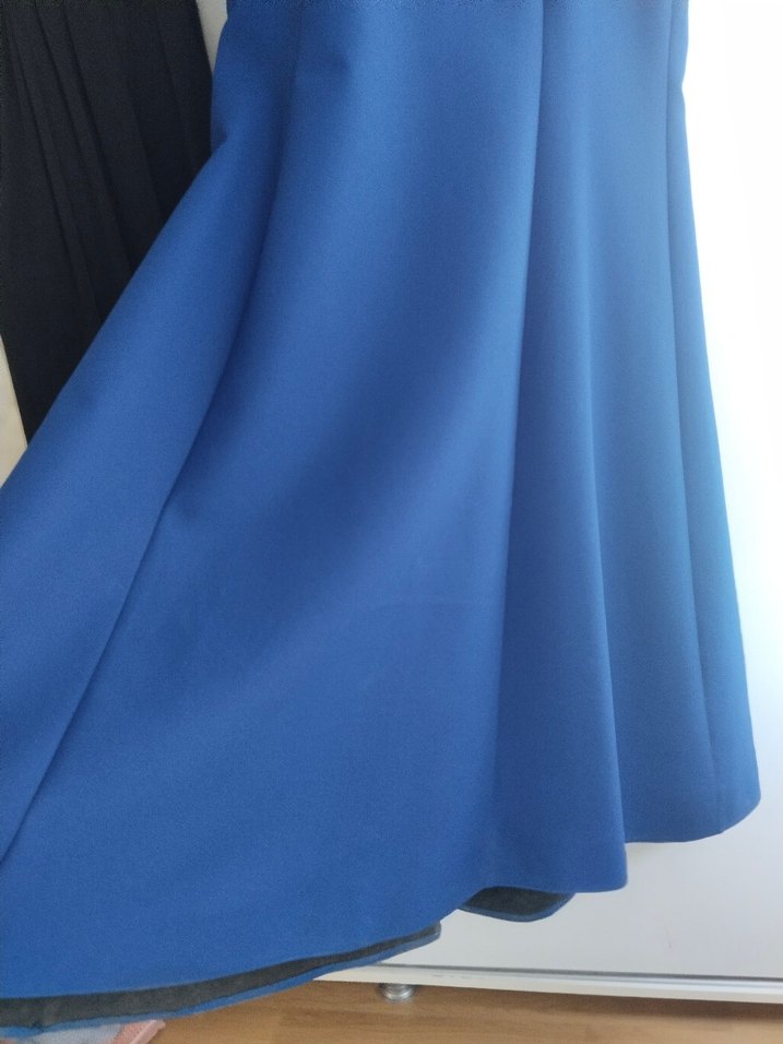 Boncuk İşlemeli Bohem Mavi Uzun Gece Elbisesi - Görsel 3