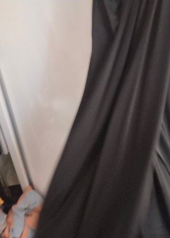 Siyah Drapeli V Yaka Uzun Abiye Elbise - Görsel 5